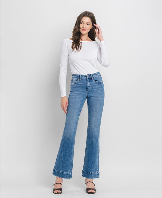 Bella High Rise Trouser Hem Relaxed Flare Jeans | Vervet by Flying Monkey