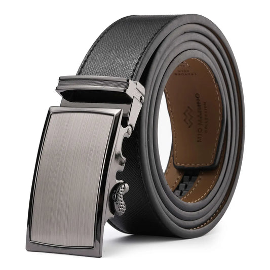 Rimmed Imprinted Ratchet Belt Onyx Obsidian