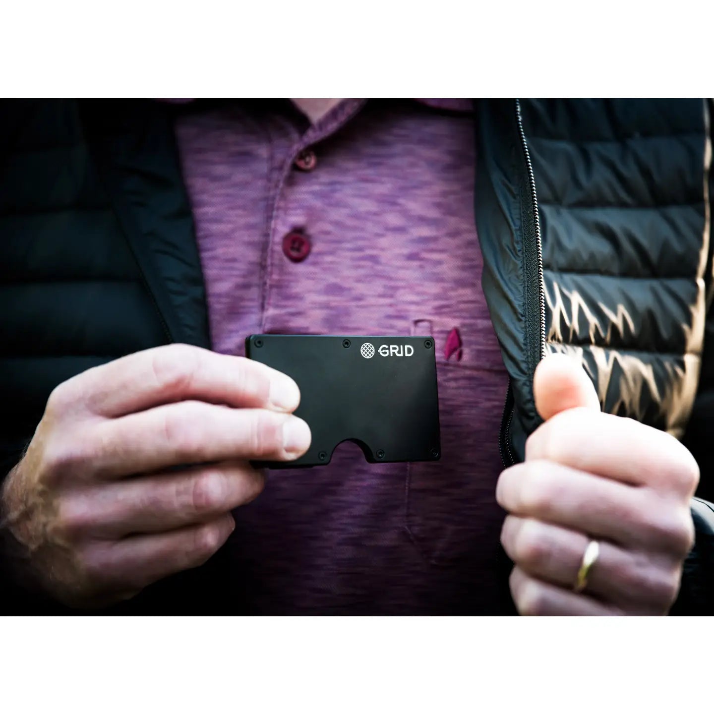 Black Aluminum GRID Wallet