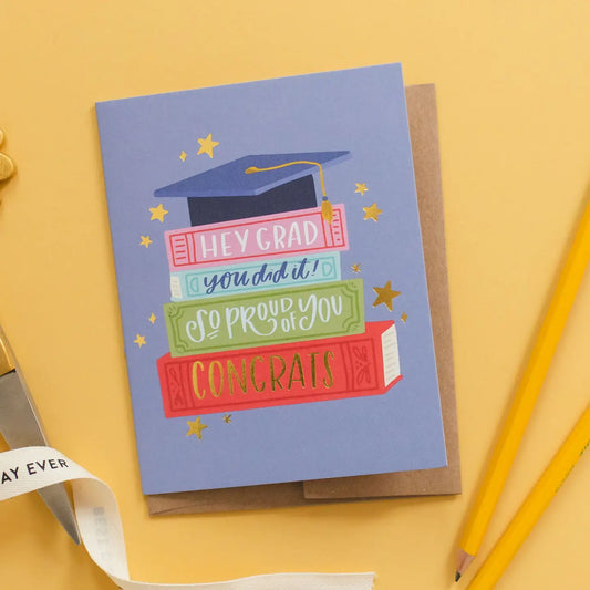 Grad Book Stack | GREETING CARD