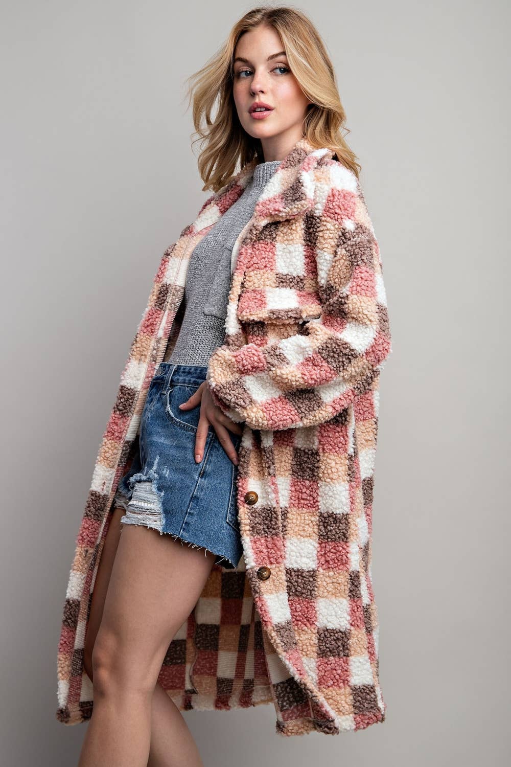 Gracie Checkered Teddy Jacket