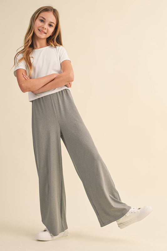 Girls Wide Leg Ribbed Pants
