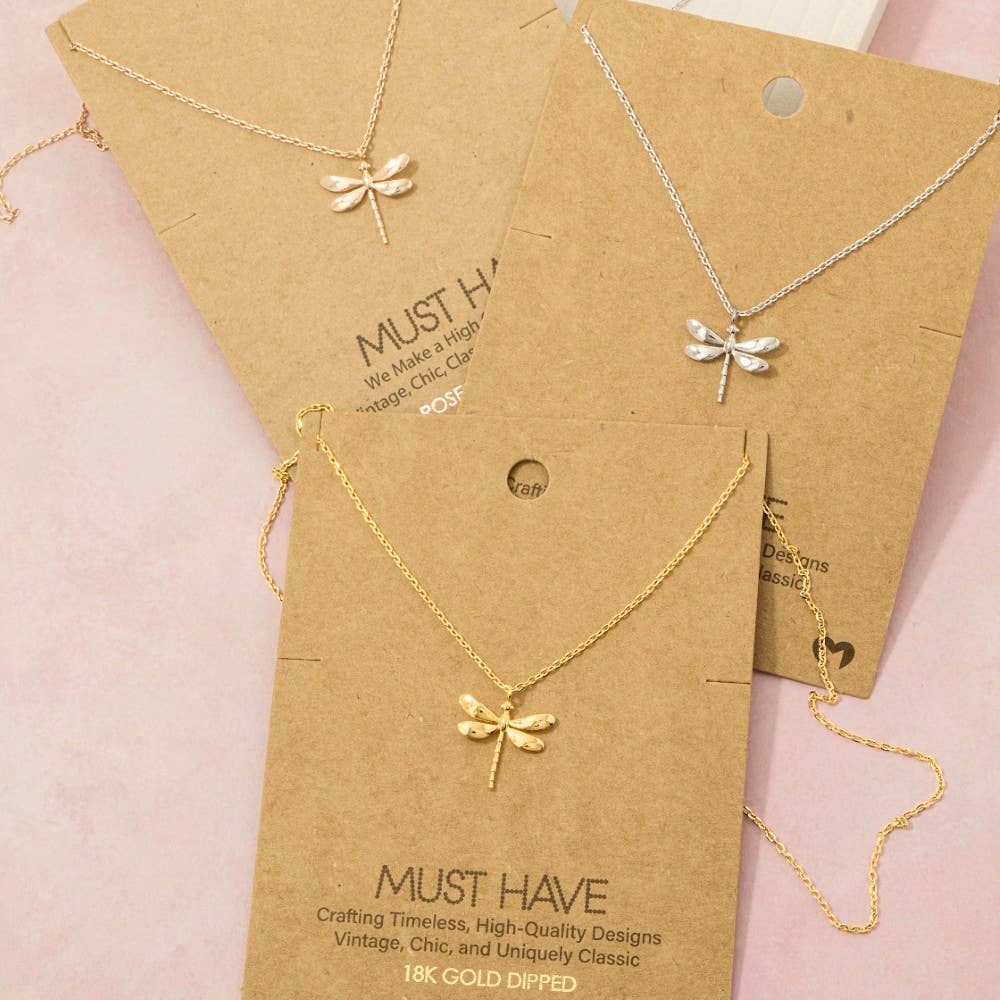 Silver Dragonfly Pendant Necklace