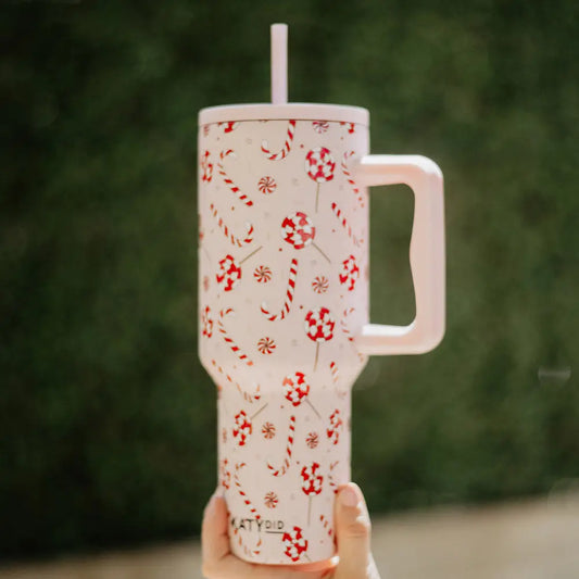 Candy Canes Christmas Tumbler with Handle