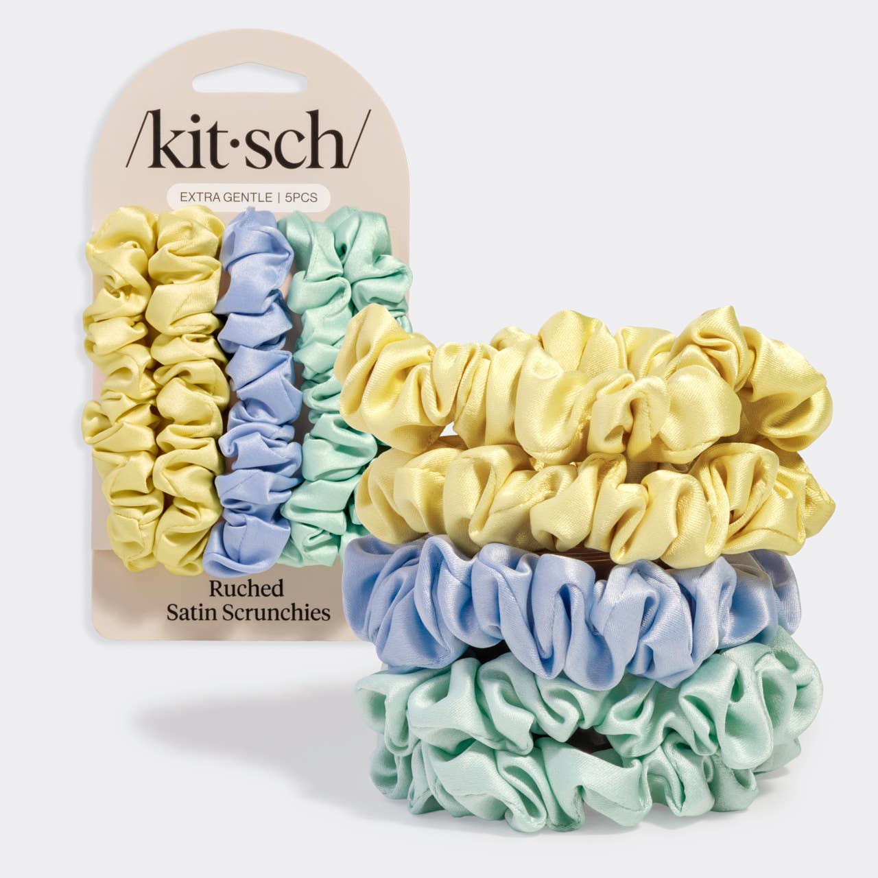 Coastal Ruched Satin Scrunchies Set