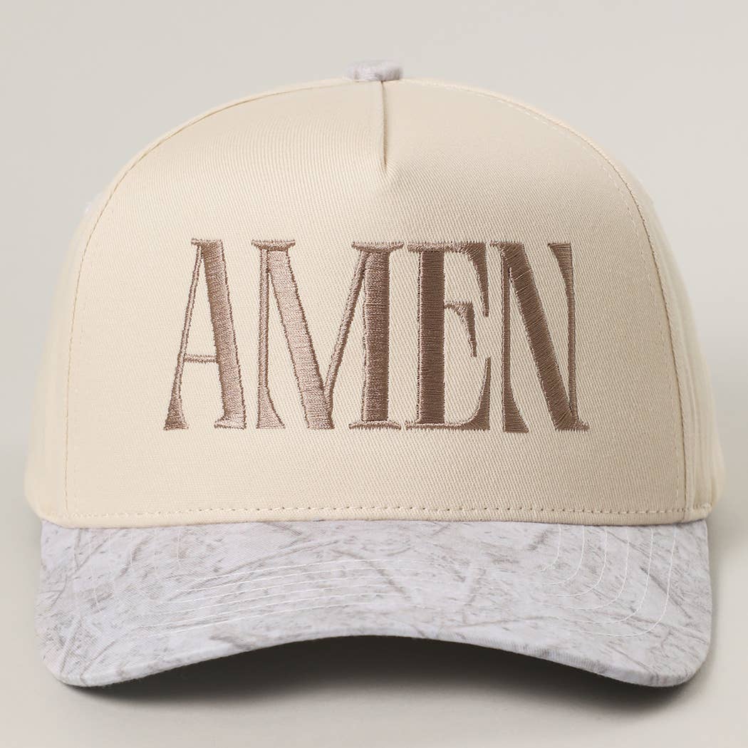 Amen Embroidery White Camo Trucker Hat