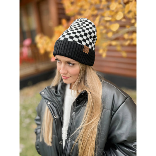 C.C. Checkered Beanie