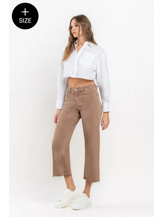 Olivia High Rise Crop Wide Leg Jeans | Chocolate Malt | VERVET