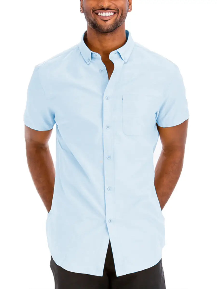 Men's Chambray Short Sleeve Button Down Shirt