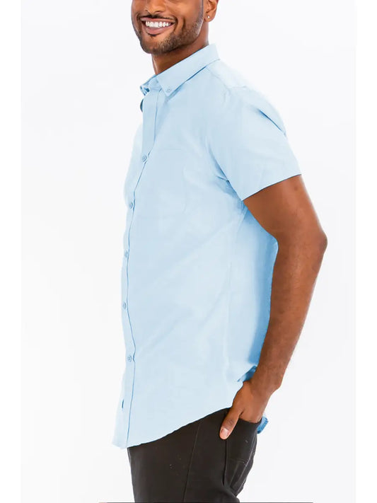 Men's Chambray Short Sleeve Button Down Shirt