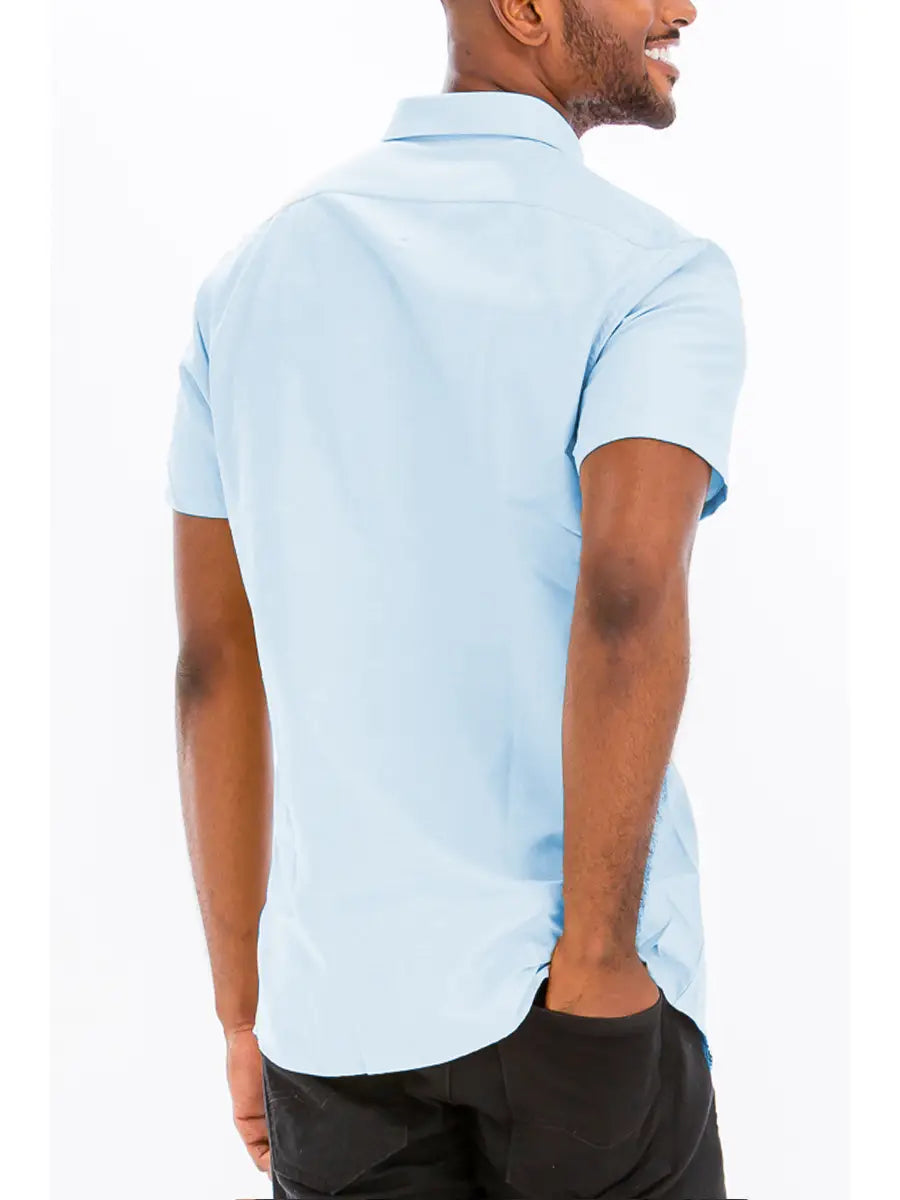 Men's Chambray Short Sleeve Button Down Shirt