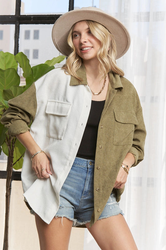 Rowan Colorblock Corduroy Shacket