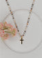 Dainty Beaded Cross Necklace