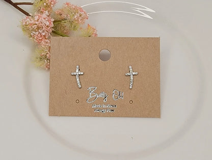 Curved Cross Stud Earrings | MULTIPLE COLORS