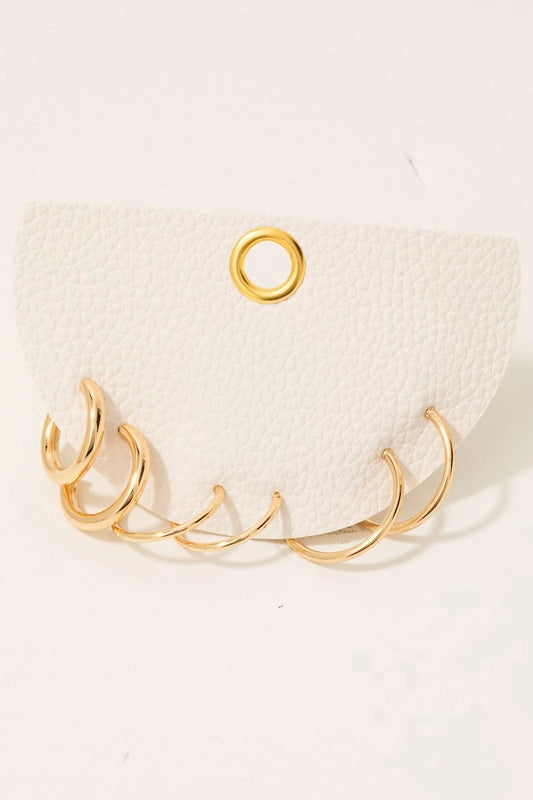 Gold Dainty Tube Hoop Earring 3 Pack
