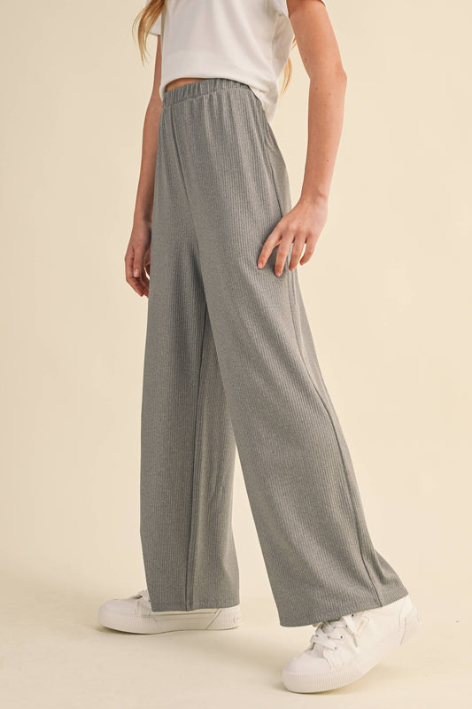 Girls Wide Leg Ribbed Pants