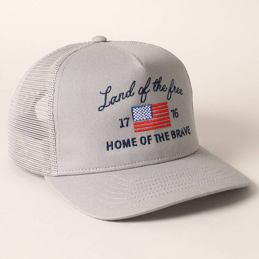 Land Of The Free Embroidery Trucker Hat