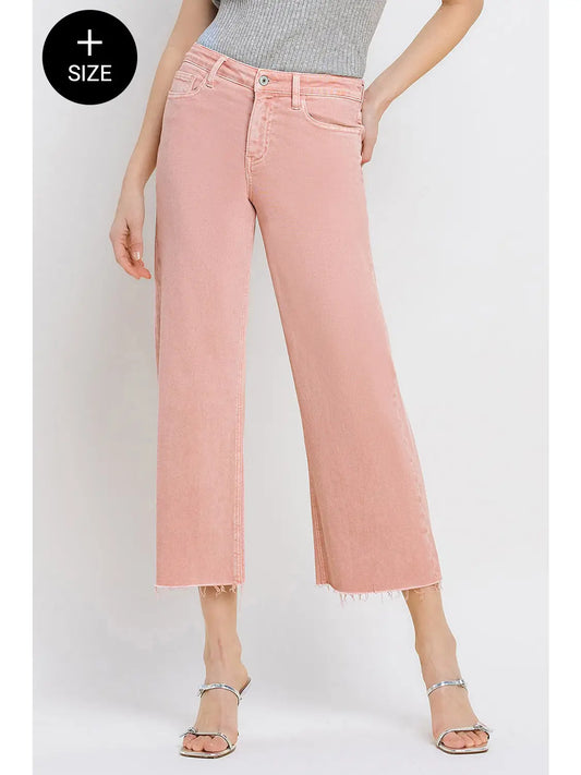 Olivia High Rise Crop Wide Leg Jeans | Desert Blush | VERVET