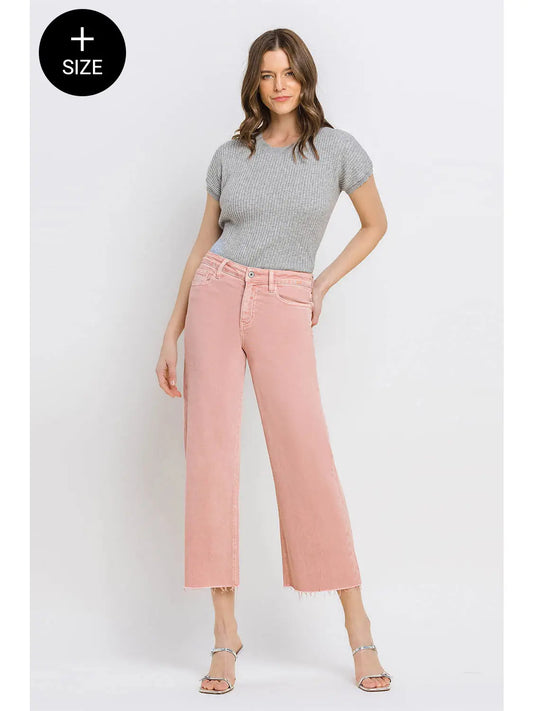 Olivia High Rise Crop Wide Leg Jeans | Desert Blush | VERVET