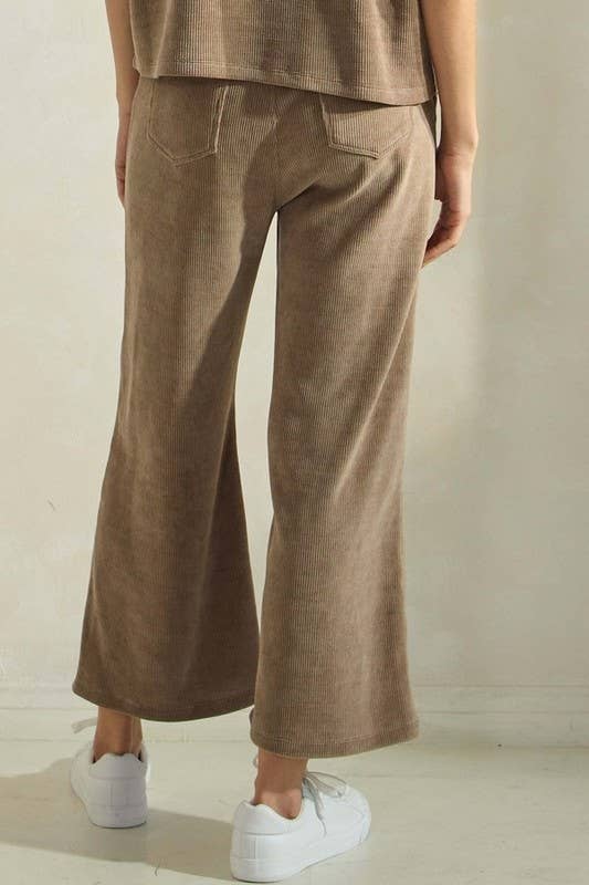 Melanie Wide Leg Corduroy Cropped Pants