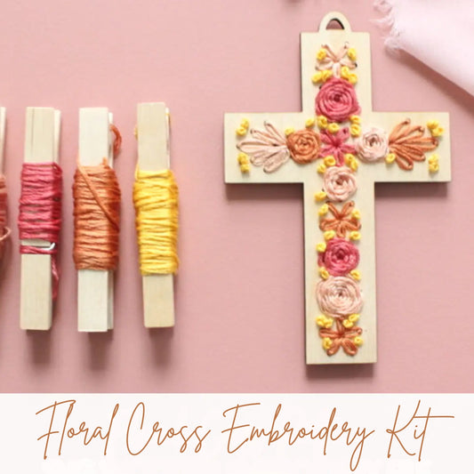 Floral Cross Embroidery Kit