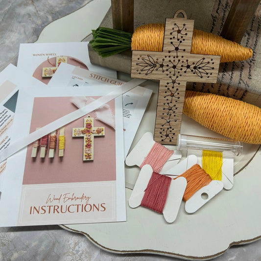 Floral Cross Embroidery Kit