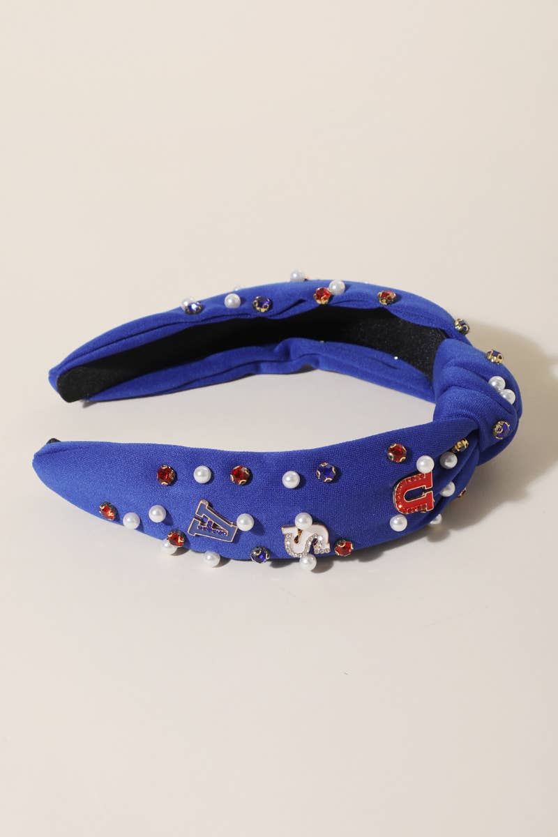 USA Charm Embellished Knot Headband