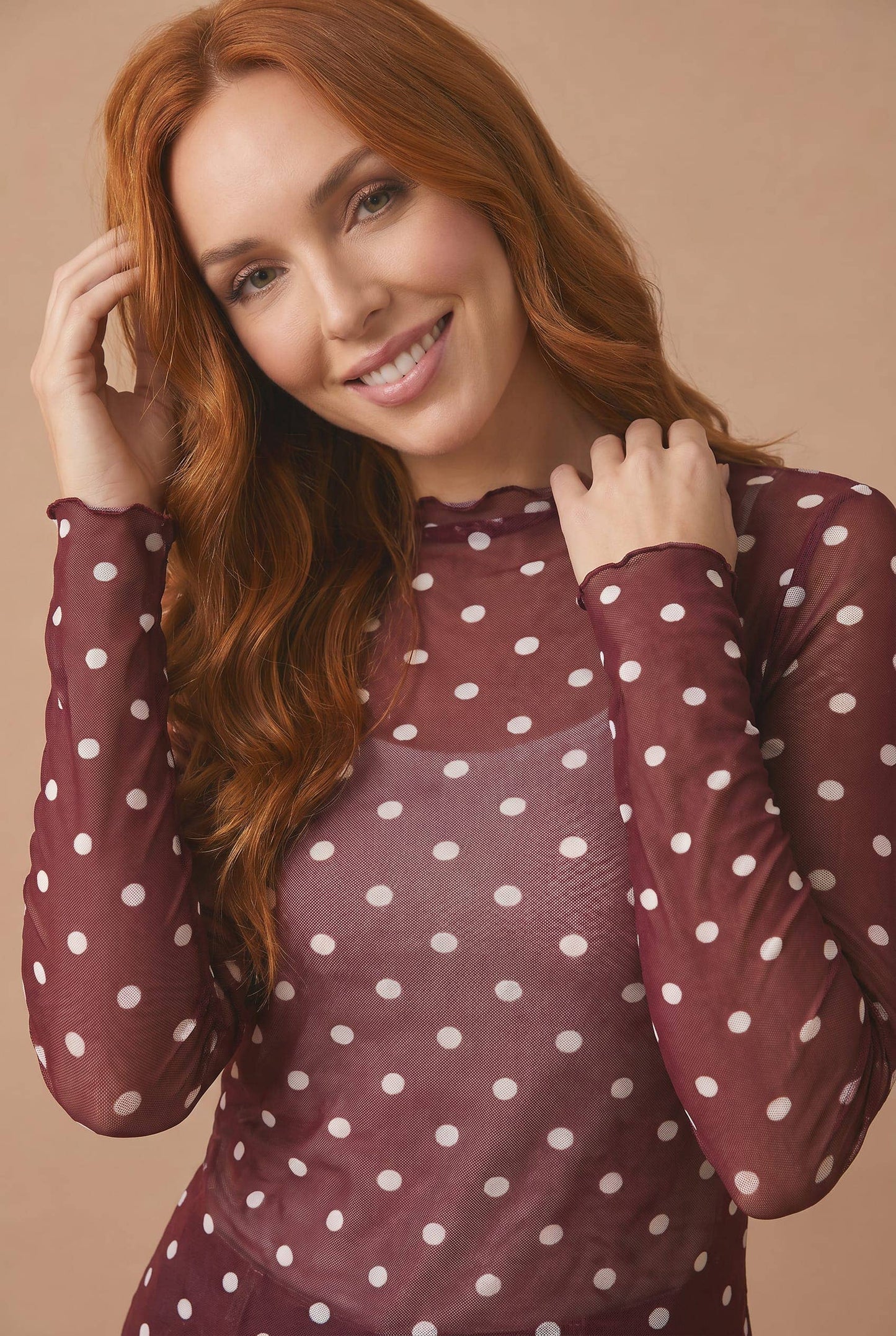 Polka Dot Mesh Top