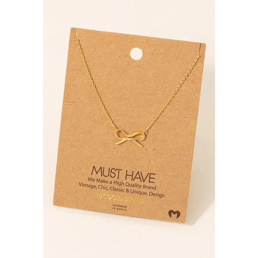 Gold Bow Pendant Necklace