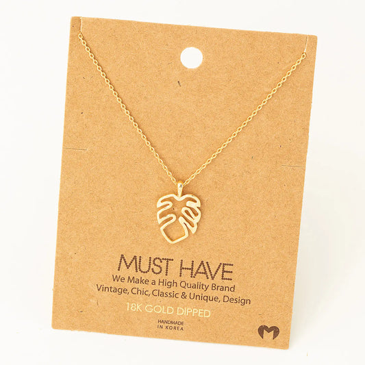 Gold Monstera Pendant Necklace