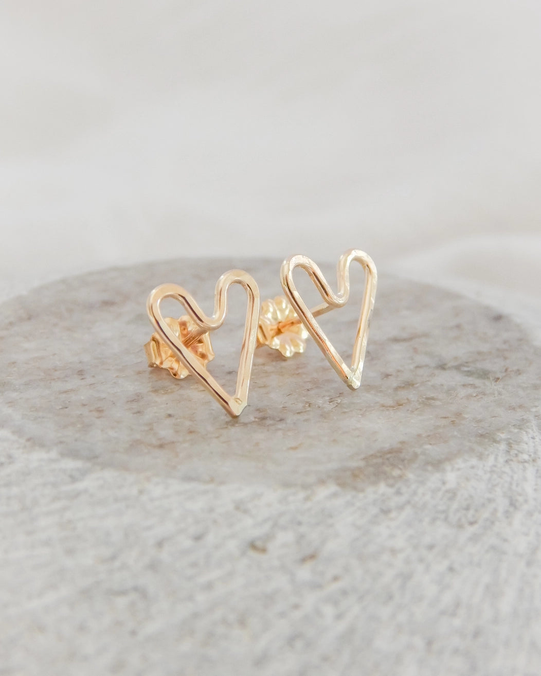 Hammered Heart Stud Earrings