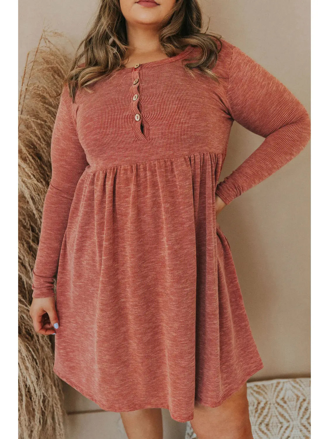 Mineral Washed Ribbed Henley Dress