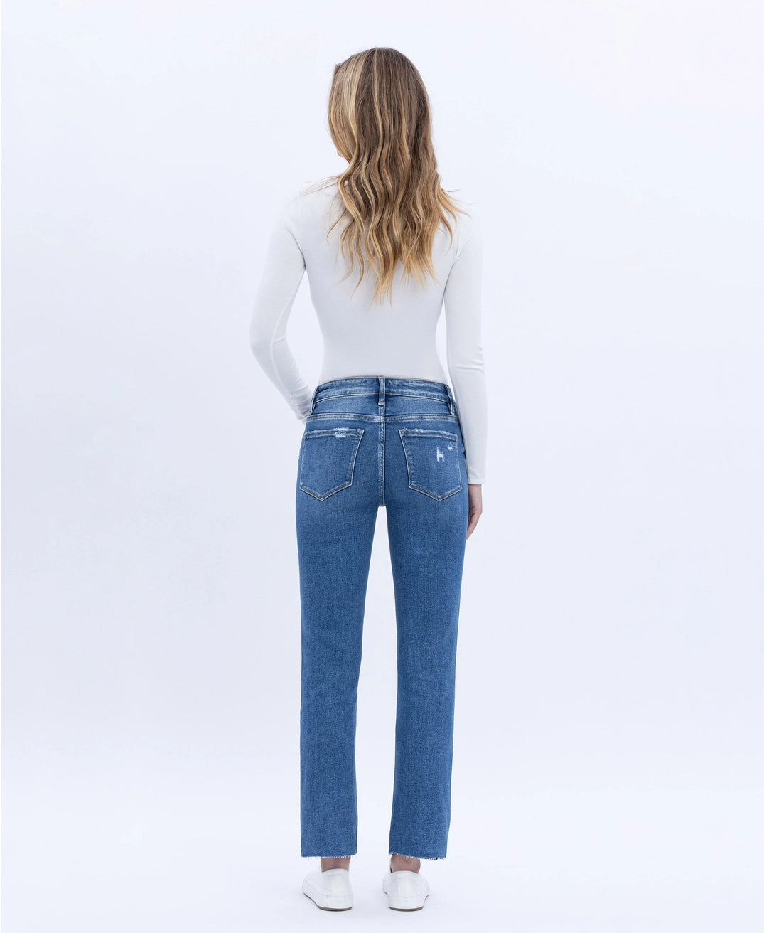 Jeanne High Rise Distressed Slim Straight Jeans | Vervet by Flying Monkey
