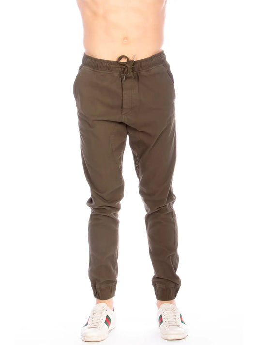 Men's Olive Twill Jogger Pants