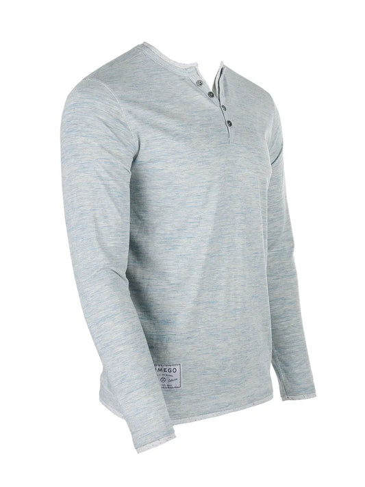 Justin Long Sleeve Layered V-Neck Button Henley Shirt