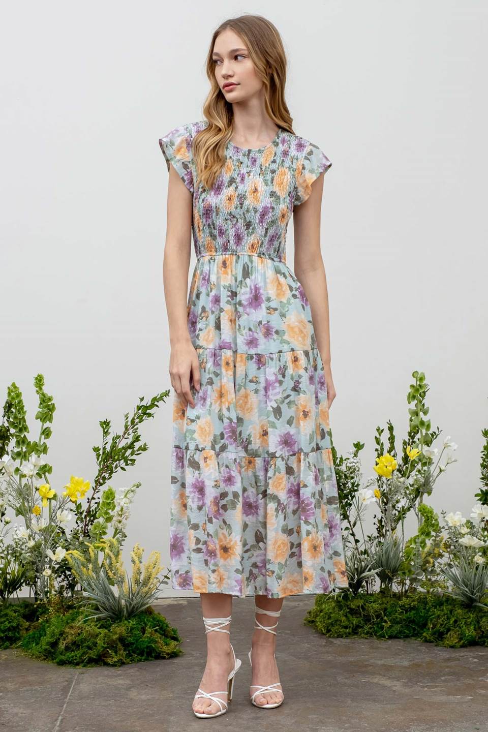 Katie Floral Smocked Midi Dress