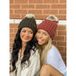 C.C. Solid Lattice Stitch Fur Pom Beanie