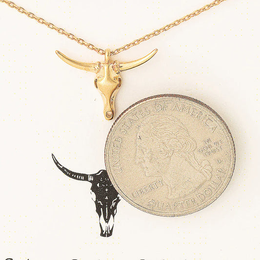 Gold Longhorn Pendant Necklace