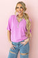 Magenta Glow Waffle V-Neck Top