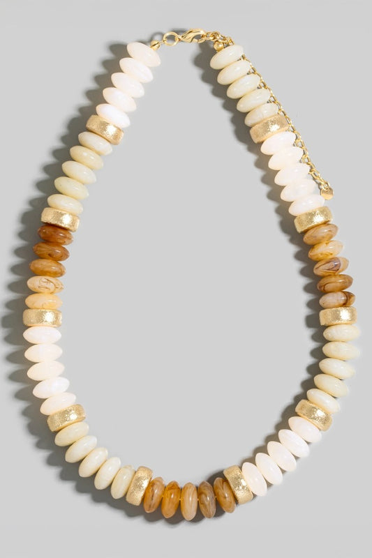 Marble and Gold Metallic Beaded Necklace