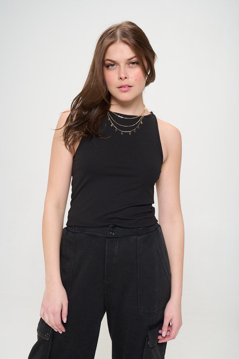 Meg Ribbed Halter Tank