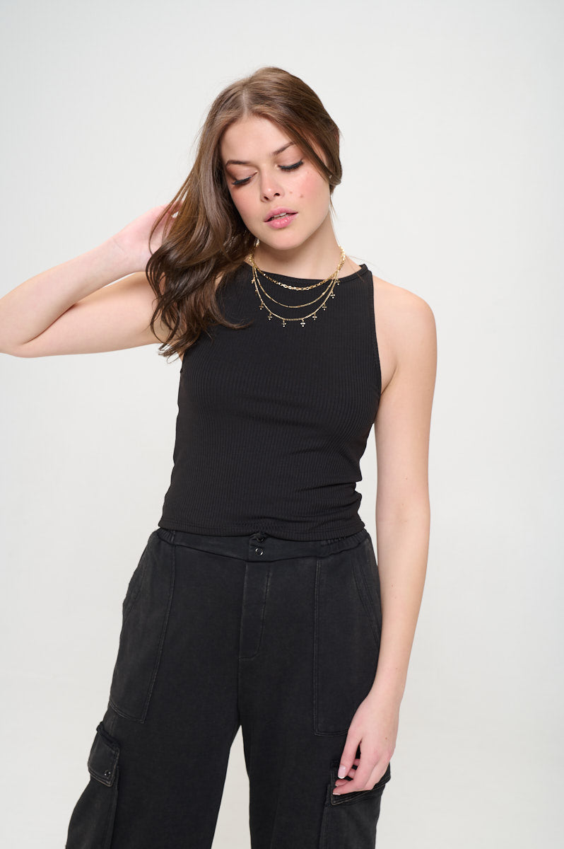 Meg Ribbed Halter Tank