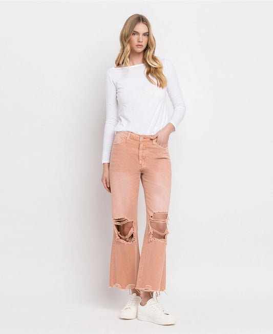 Leslie 90's Vintage Super High-Rise Crop Flare Jeans | Brandied Melon | VERVET
