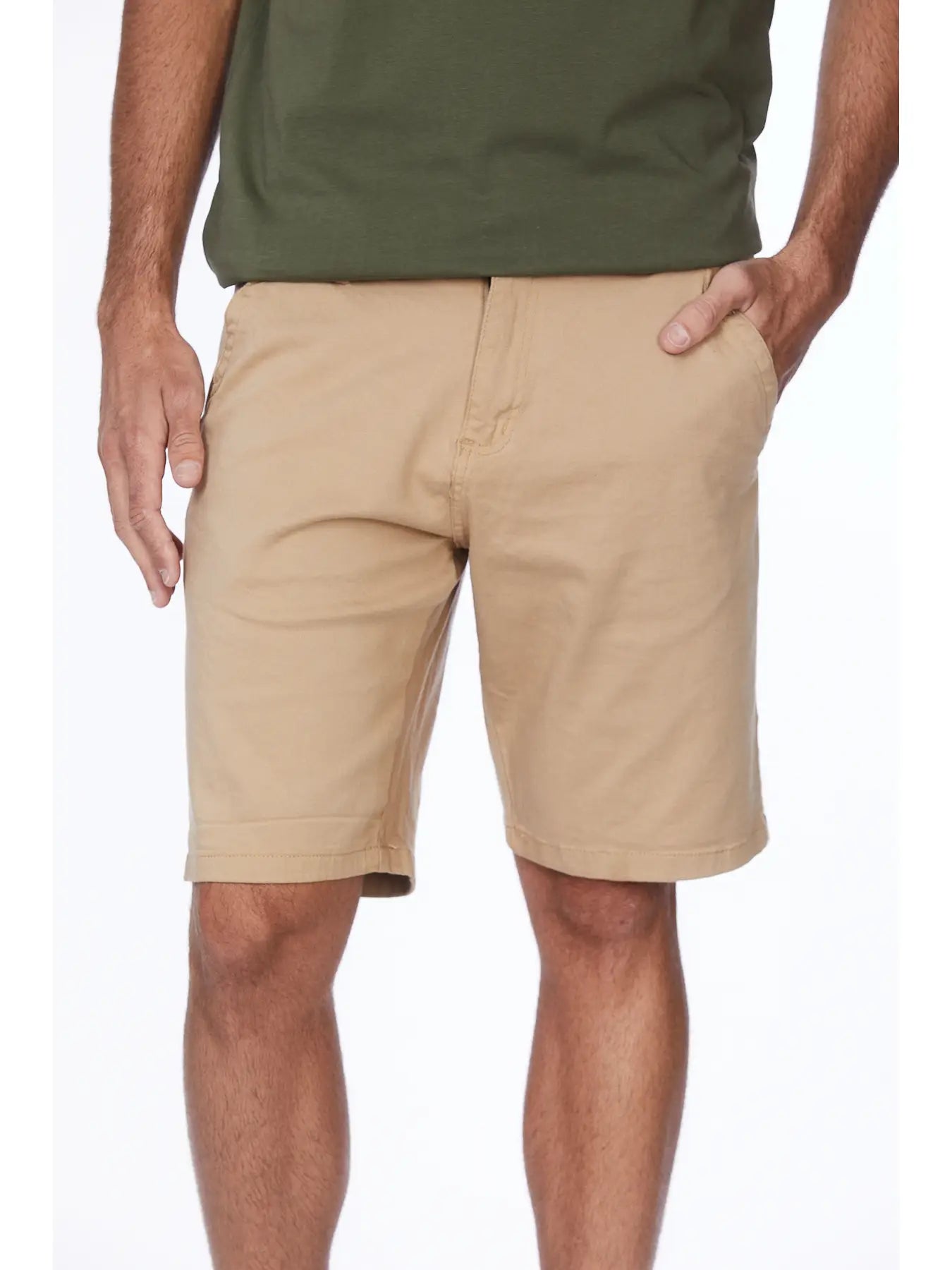 Men's Twill Stretch 4 Pocket Chino Khaki Shorts