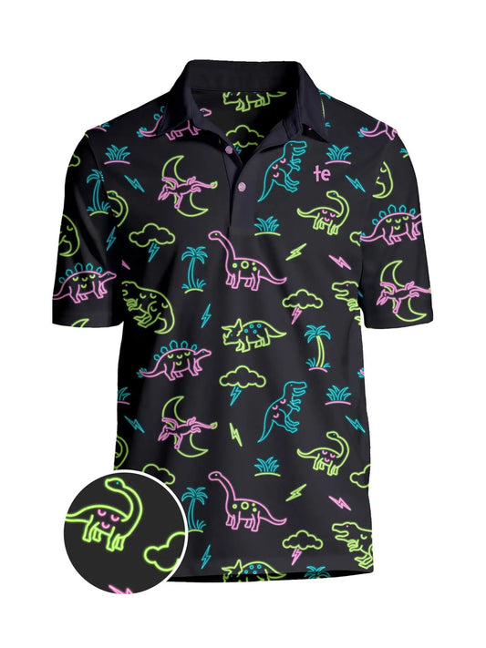 Neon Dinosaur Golf Polo