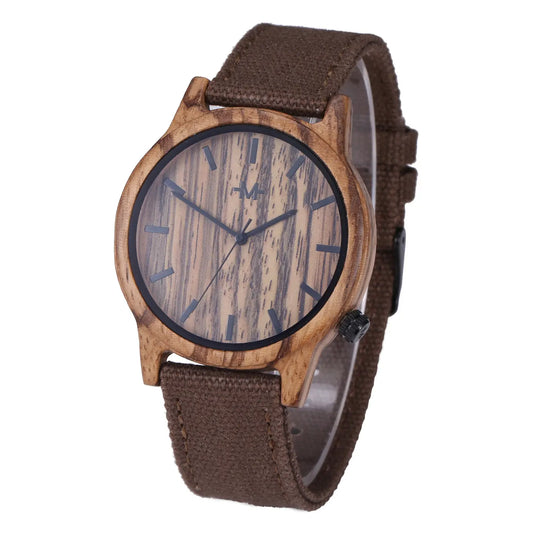 Men's Webbed Brolly Wooden Wrist Watch