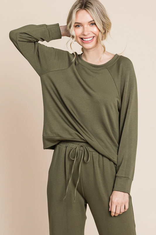 Olive Fleece Loungewear Set