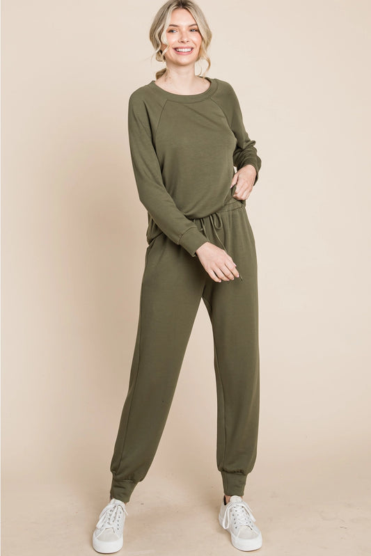 Olive Fleece Loungewear Set