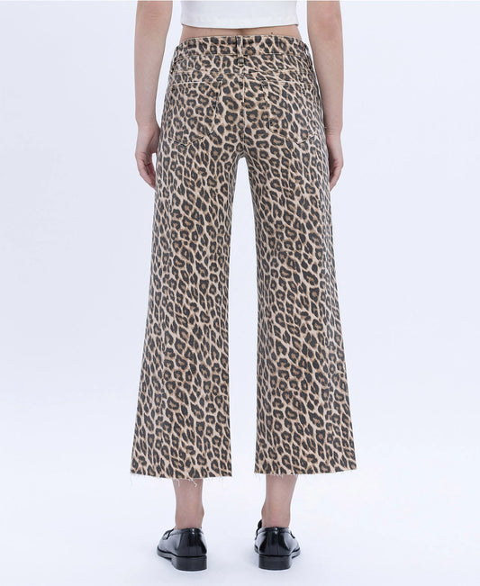 Olivia High Rise Leopard Crop Wide Leg Jeans