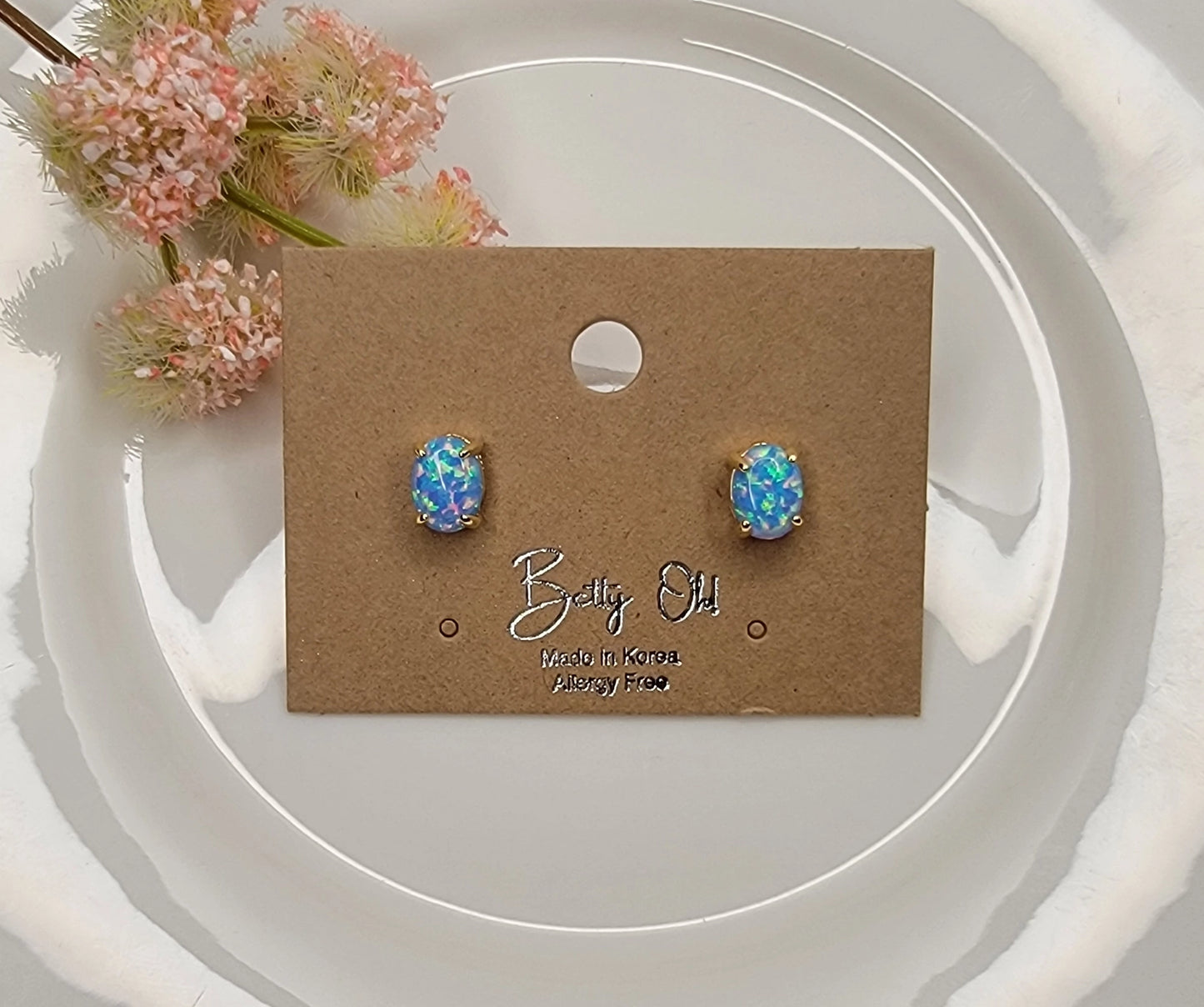 Oval Opal Stud Earrings